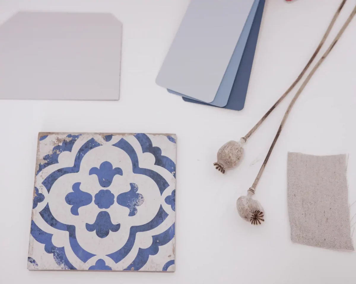 Moodboard in Blautönen Landhausstil